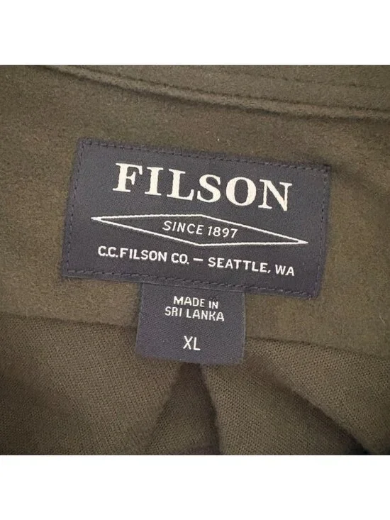 Filson Moleskin Seattle Shirt Long Sleeve Mens Dark Olive Green XLarge